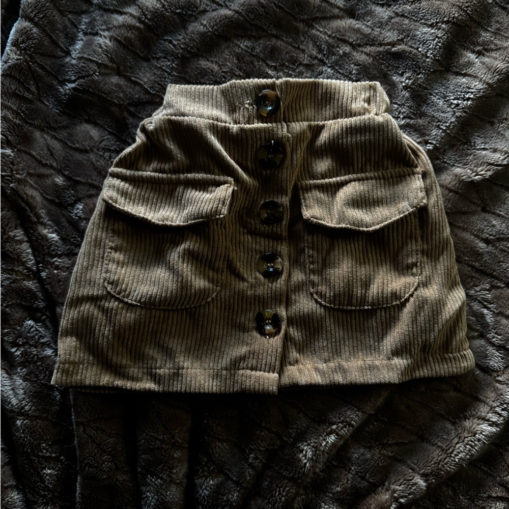 Brown Ribbed Mini Cargo Skirt for Casual Wear